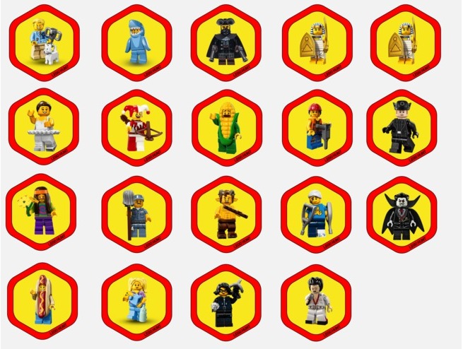 AR-klistermærkerne med LEGO-minifigurer