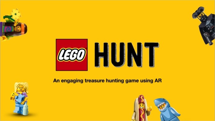 LEGO HUNT-logoet på gul baggrund